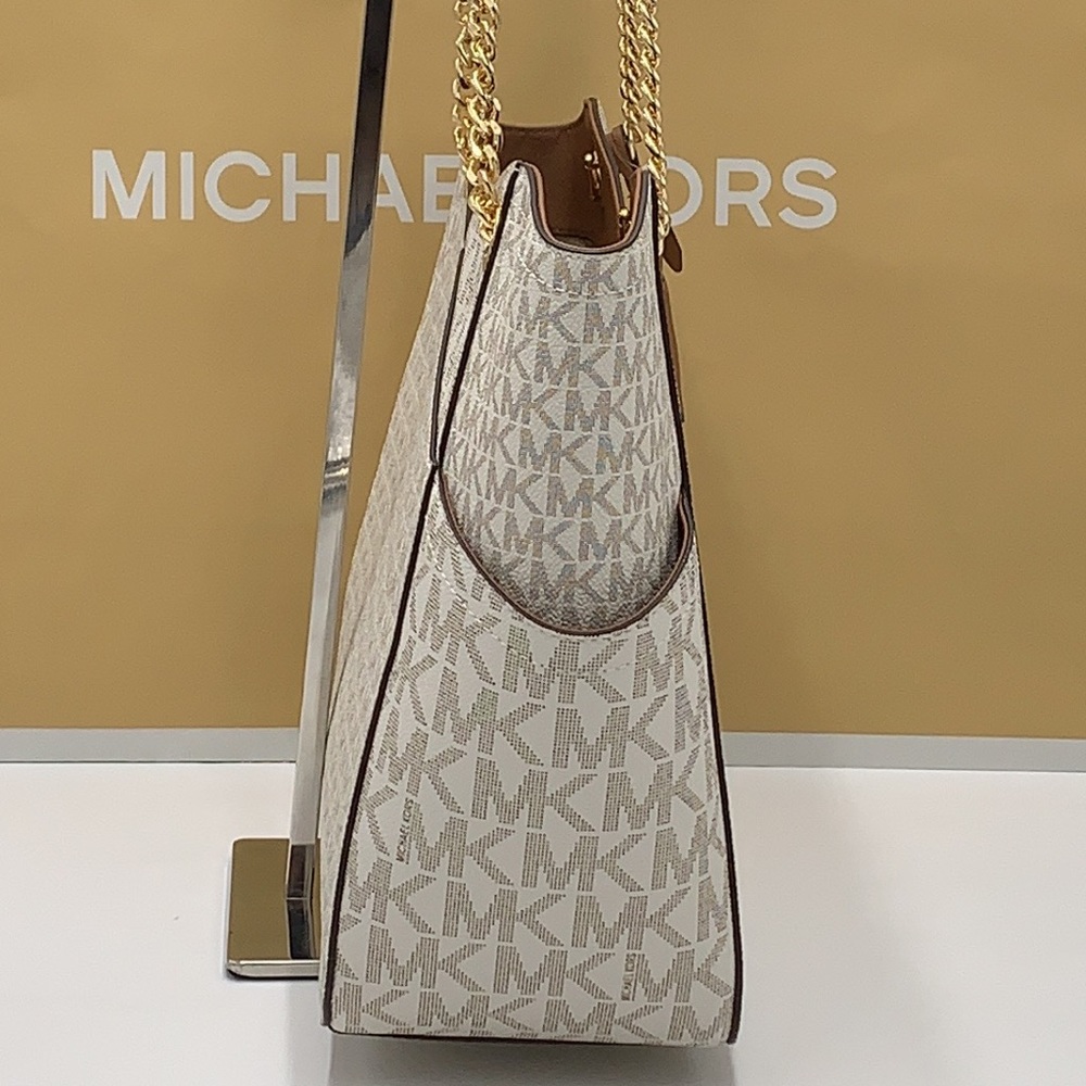 MICHAEL KORS LARGE X CHAIN LOGO SHOULDER BAG - Picture 13 of 16